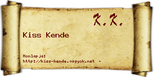 Kiss Kende névjegykártya